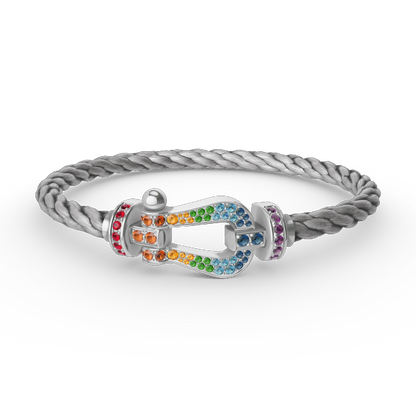 [⭐JeweliWhal]FORC LARGE HORSESHOE  COLORED DIAMOND BRACELET SILVER