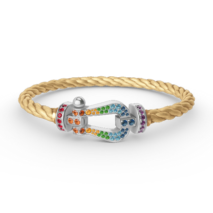 [⭐JeweliWhal]FORC LARGE HORSESHOE  COLORED DIAMOND BRACELET SILVER