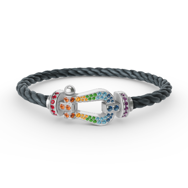 [⭐JeweliWhal]FORC LARGE HORSESHOE  COLORED DIAMOND BRACELET SILVER
