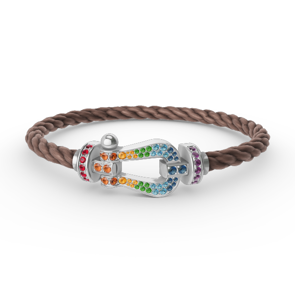[⭐JeweliWhal]FORC LARGE HORSESHOE  COLORED DIAMOND BRACELET SILVER