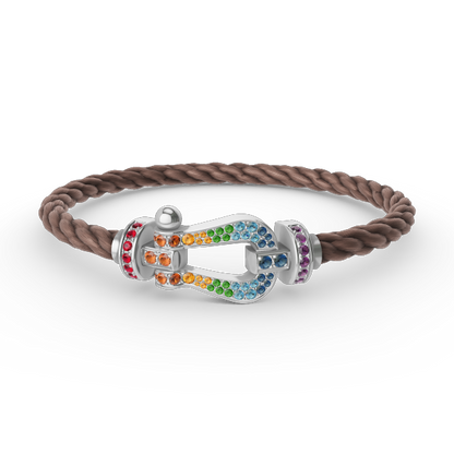 [⭐JeweliWhal]FORC LARGE HORSESHOE  COLORED DIAMOND BRACELET SILVER