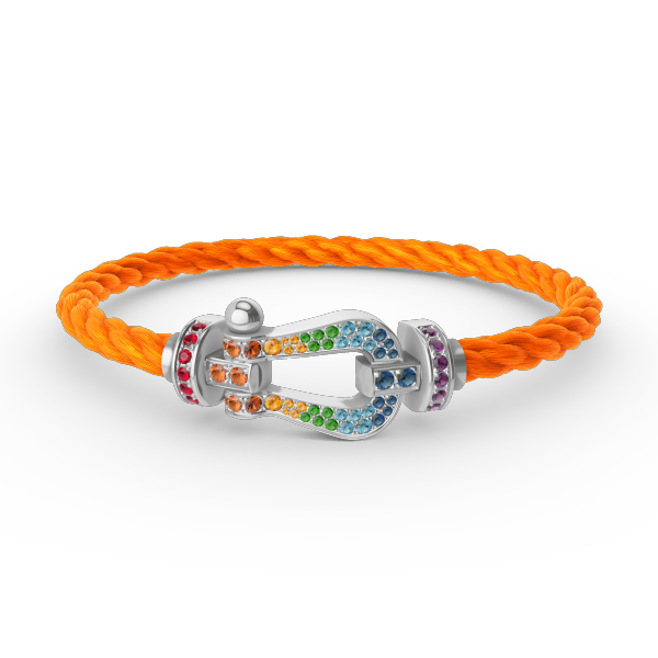 [⭐JeweliWhal]FORC LARGE HORSESHOE  COLORED DIAMOND BRACELET SILVER