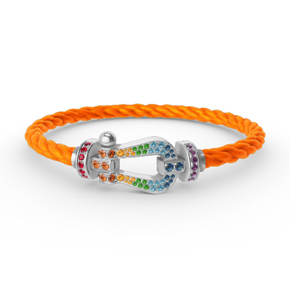 [⭐JeweliWhal]FORC LARGE HORSESHOE  COLORED DIAMOND BRACELET SILVER
