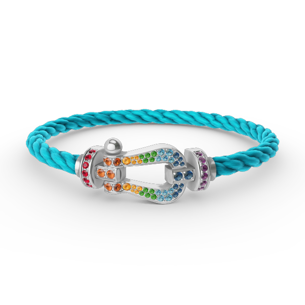 [⭐JeweliWhal]FORC LARGE HORSESHOE  COLORED DIAMOND BRACELET SILVER