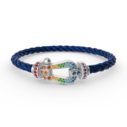 [⭐JeweliWhal]FORC LARGE HORSESHOE  COLORED DIAMOND BRACELET SILVER