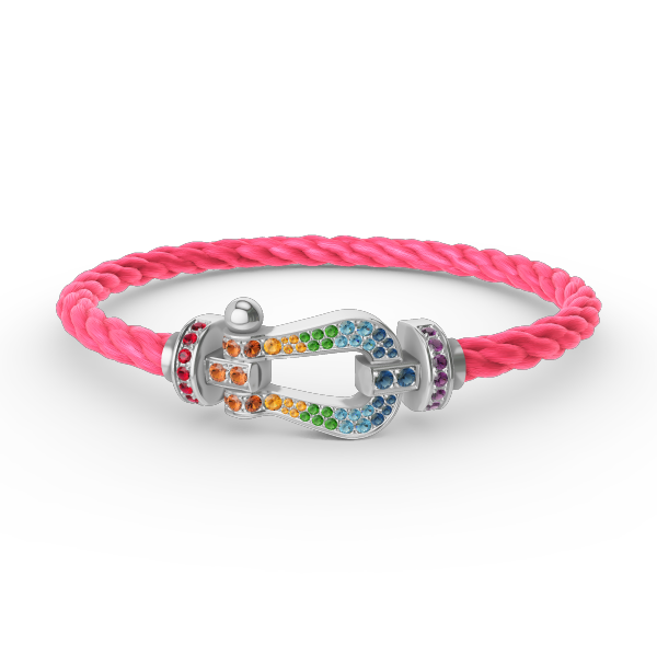 [⭐JeweliWhal]FORC LARGE HORSESHOE  COLORED DIAMOND BRACELET SILVER