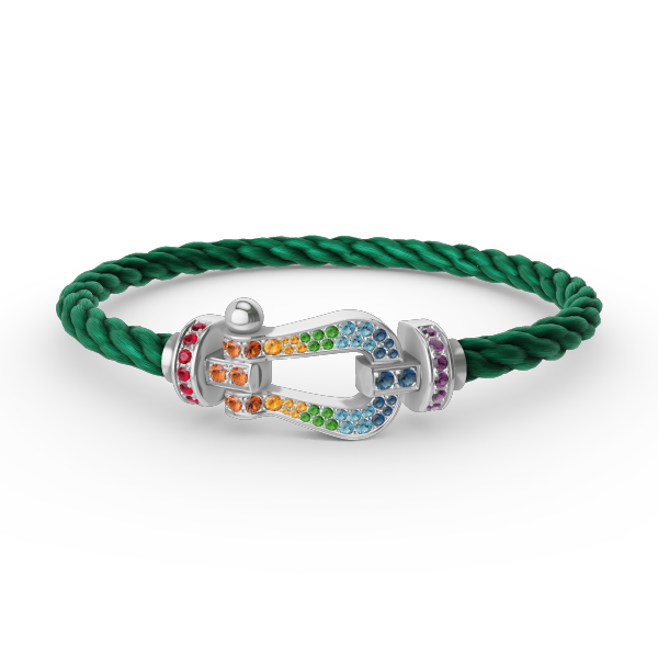 [⭐JeweliWhal]FORC LARGE HORSESHOE  COLORED DIAMOND BRACELET SILVER