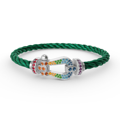 [⭐JeweliWhal]FORC LARGE HORSESHOE  COLORED DIAMOND BRACELET SILVER