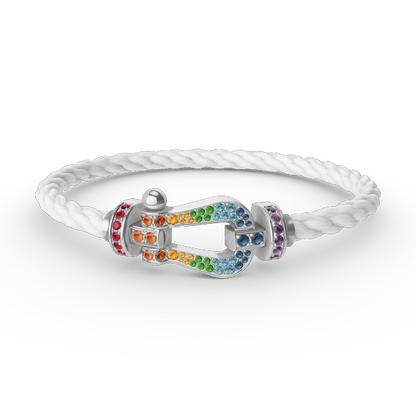[⭐JeweliWhal]FORC LARGE HORSESHOE  COLORED DIAMOND BRACELET SILVER