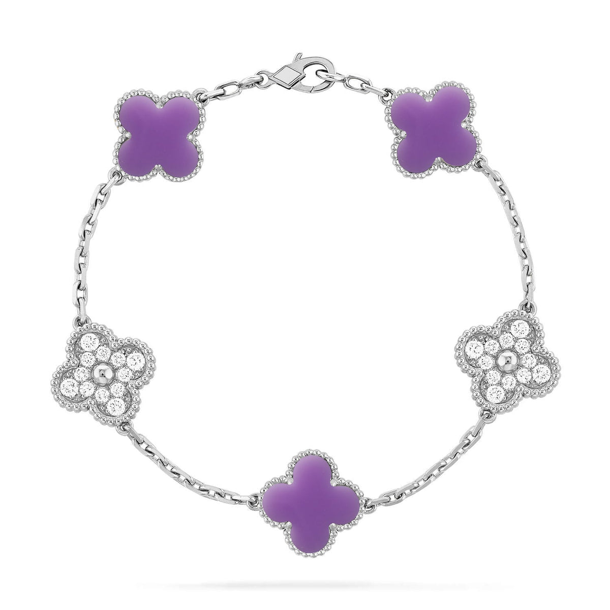 [⭐JeweliWhal]CLOVER 5 MOTIF LIGHT PURPLE BRACELET COLLECTION