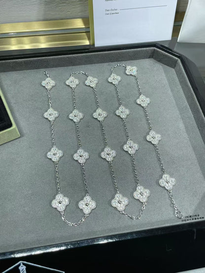 [⭐JeweliWhal]CLOVER 20 MOTIFS FULL-DIAMOND NECKLACE
