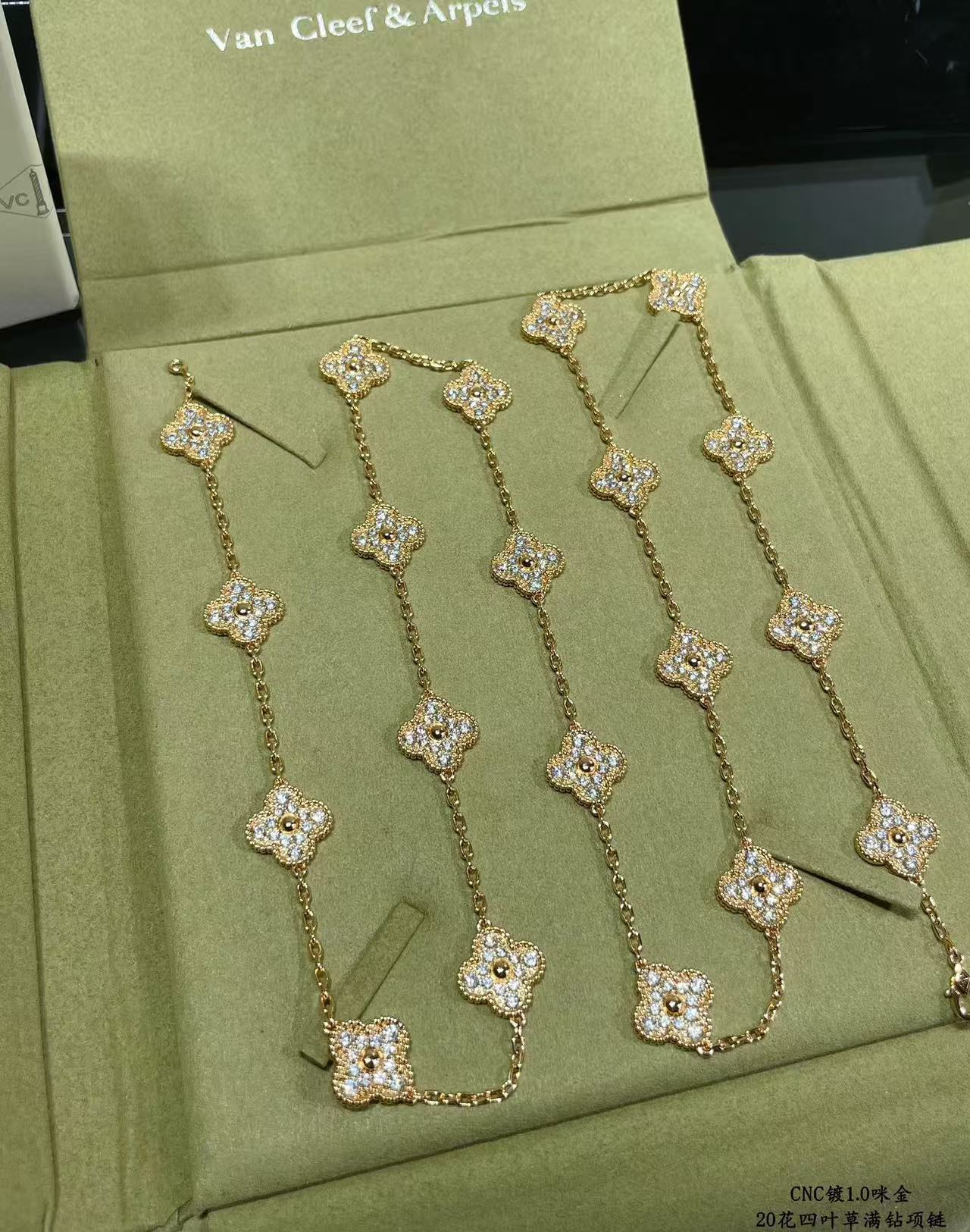 [⭐JeweliWhal]CLOVER 20 MOTIFS FULL-DIAMOND NECKLACE