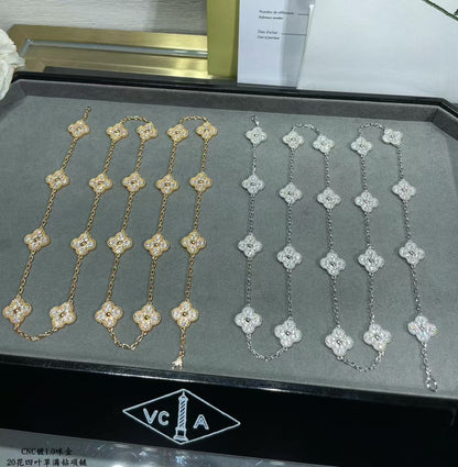 [⭐JeweliWhal]CLOVER 20 MOTIFS FULL-DIAMOND NECKLACE