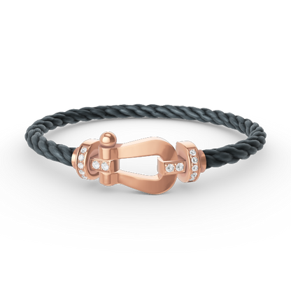 [⭐JeweliWhal]FORCE LARGE HORSESHOE HALF DIAMOND BRACELET ROSE GOLD