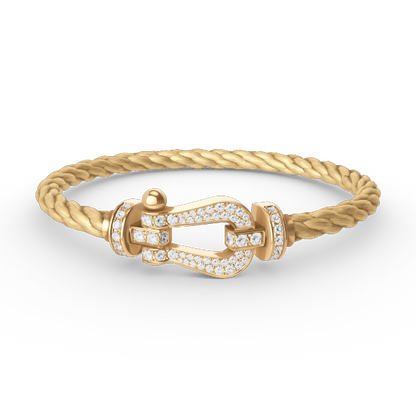 [⭐JeweliWhal]FORCE LARGE HORSESHOE FULL DIAMOND BRACELET GOLD