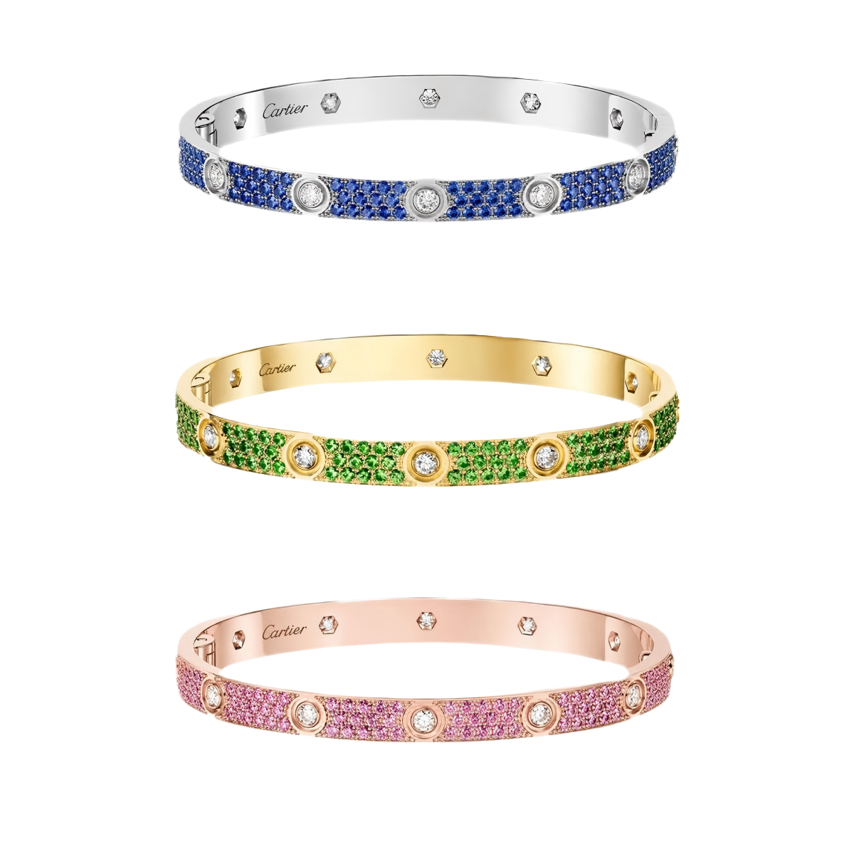 [⭐JeweliWhal]2026 PAVE GEMSTONE LOVE BRACELET 6.1MM 10 DIAMONDS