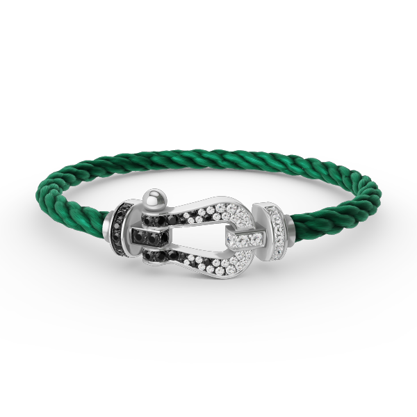 [⭐JeweliWhal]FORCE LARGE HORSESHOE BLACK WHITE DIAMOND BRACELET SILVER