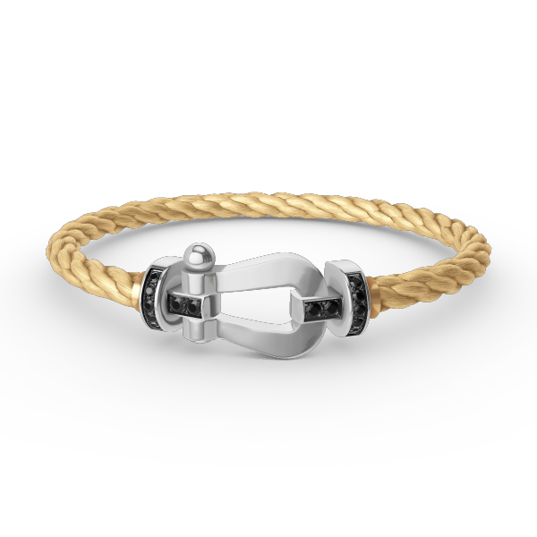 [⭐JeweliWhal]FORCE LARGE HORSESHOE BLACK DIAMOND BRACELET SILVER