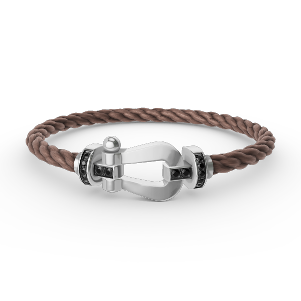 [⭐JeweliWhal]FORCE LARGE HORSESHOE BLACK DIAMOND BRACELET SILVER