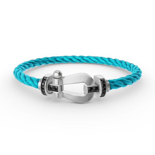 [⭐JeweliWhal]FORCE LARGE HORSESHOE BLACK DIAMOND BRACELET SILVER