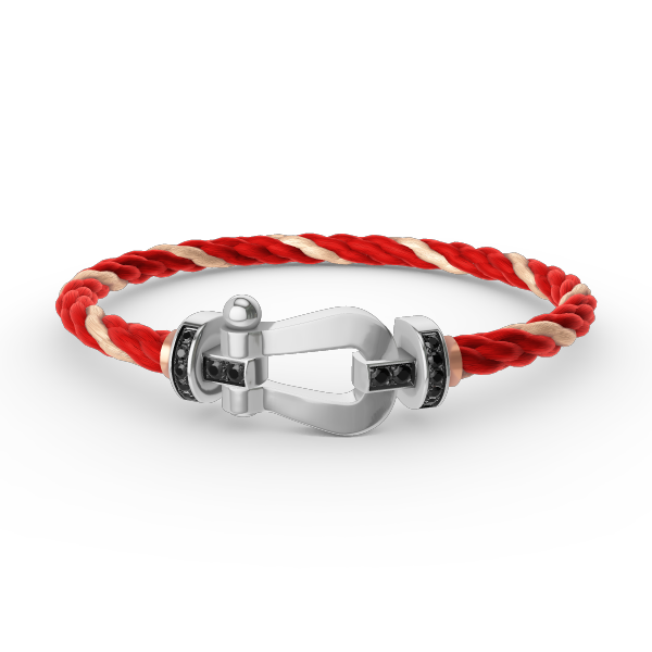 [⭐JeweliWhal]FORCE LARGE HORSESHOE BLACK DIAMOND BRACELET SILVER