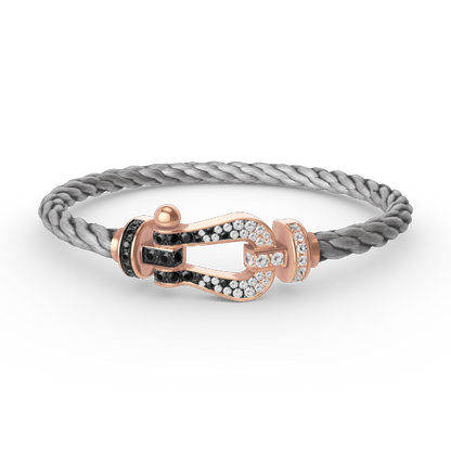 [⭐JeweliWhal]FORCE LARGE HORSESHOE BLACK WHITE DIAMOND BRACELET ROSE GOLD