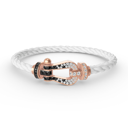 [⭐JeweliWhal]FORCE LARGE HORSESHOE BLACK WHITE DIAMOND BRACELET ROSE GOLD