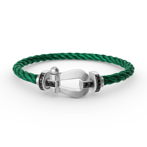 [⭐JeweliWhal]FORCE LARGE HORSESHOE BLACK DIAMOND BRACELET SILVER