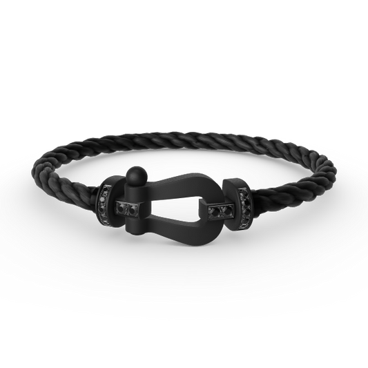 [⭐JeweliWhal]FORCE LARGE SERIES HORSESHOE BLACK SAMURAI BRACELET