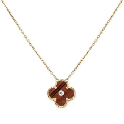 [⭐JeweliWhal]CLOVER 15MM DIAMOND AND YELLOW TIGER'S EYE AGATE necklace