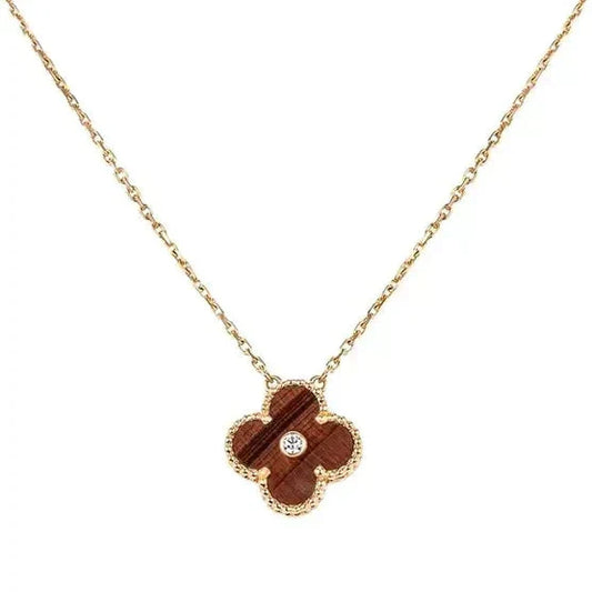 [⭐JeweliWhal]CLOVER 15MM DIAMOND AND YELLOW TIGER'S EYE AGATE necklace