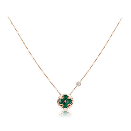 [⭐JeweliWhal]SUN PEDANT PINK GOLD 1 DIAMOND NECKLACE
