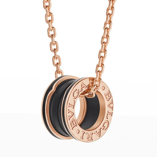 [⭐JeweliWhal]ZERO 1 BLACK CERAMIC PINK GOLD NECKLACE