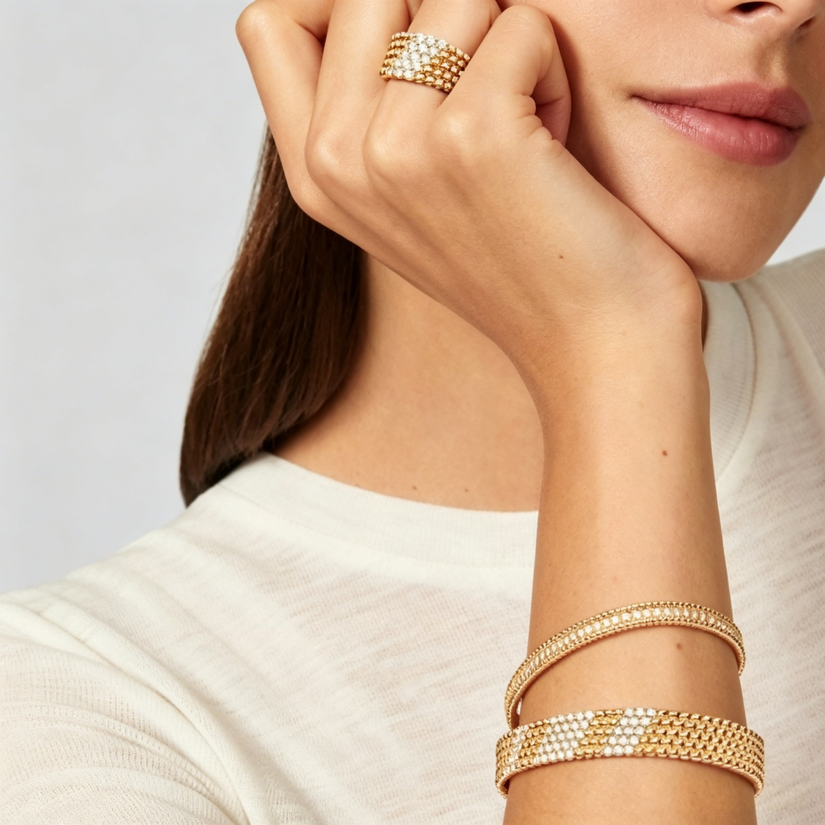 [⭐JeweliWhal]  FIVE-ROW DIAMOND BRACELET