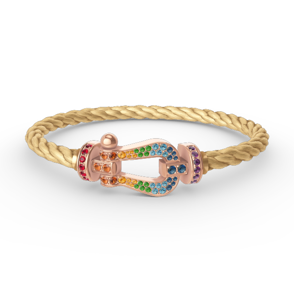 [⭐JeweliWhal]FORCE LARGE HORSESHOE  COLORED DIAMOND BRACELET ROSE GOLD