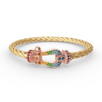 [⭐JeweliWhal]FORCE LARGE HORSESHOE  COLORED DIAMOND BRACELET ROSE GOLD