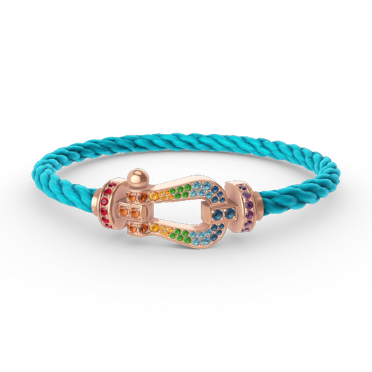 [⭐JeweliWhal]FORCE LARGE HORSESHOE  COLORED DIAMOND BRACELET ROSE GOLD