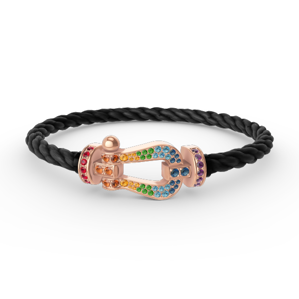 [⭐JeweliWhal]FORCE LARGE HORSESHOE  COLORED DIAMOND BRACELET ROSE GOLD