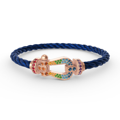 [⭐JeweliWhal]FORCE LARGE HORSESHOE  COLORED DIAMOND BRACELET ROSE GOLD