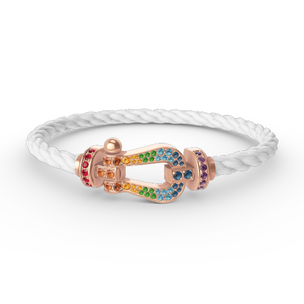[⭐JeweliWhal]FORCE LARGE HORSESHOE  COLORED DIAMOND BRACELET ROSE GOLD
