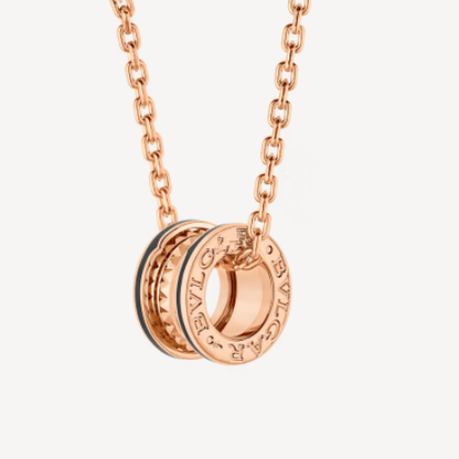 [⭐JeweliWhal]ZERO 1 ROCK PEDANT PINK GOLD BLACK NECKLACE