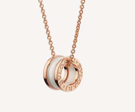 [⭐JeweliWhal]ZERO 1 WHITE CERAMIC PINK GOLD NECKLACE
