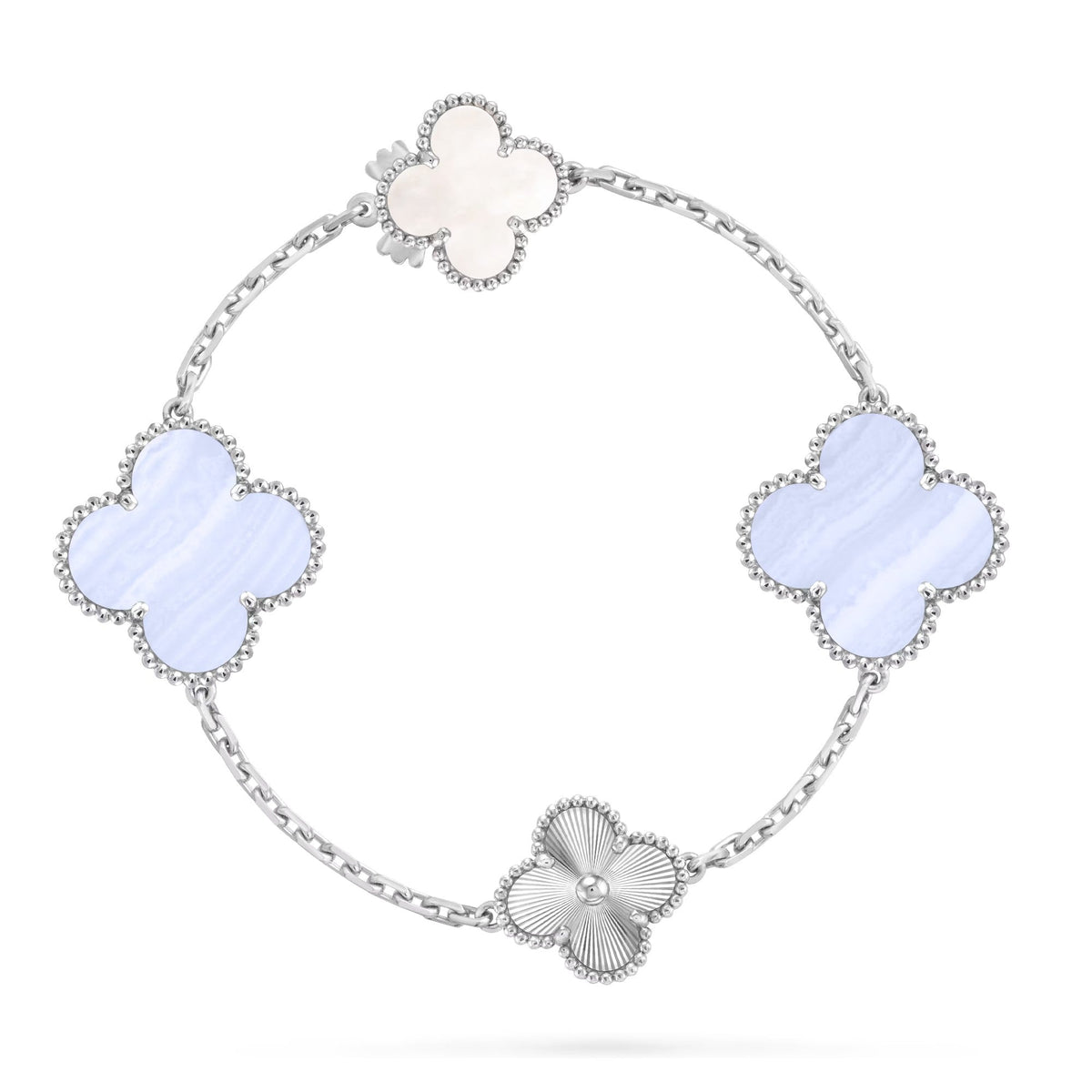 [⭐JeweliWhal]DETACHABLE CLOVER 15(11+4) FLOWER SILVER NECKLACE SET