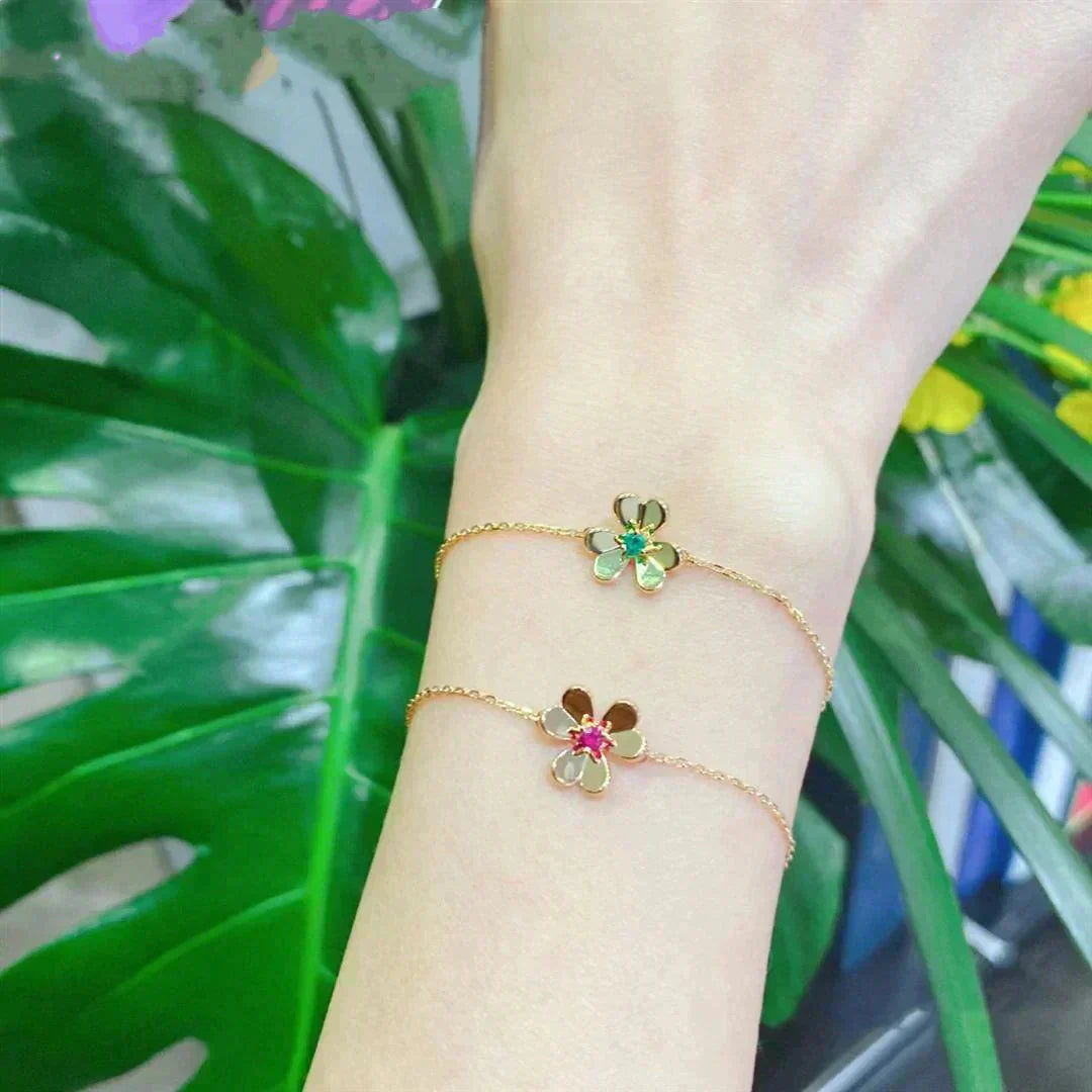 [⭐JeweliWhal]FRIVOLE GOLD FLOWER PINK MALACHITE BRACELET