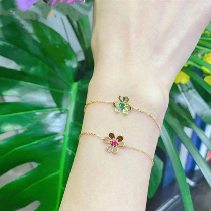 [⭐JeweliWhal]FRIVOLE GOLD FLOWER PINK MALACHITE BRACELET