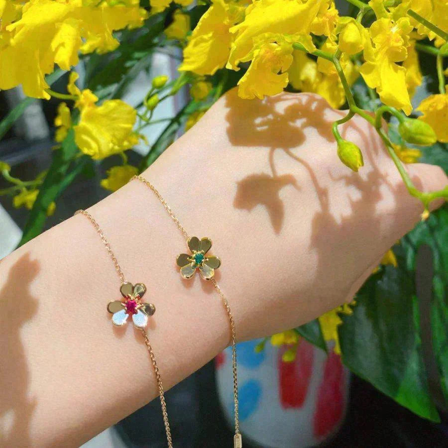[⭐JeweliWhal]FRIVOLE GOLD FLOWER PINK MALACHITE BRACELET