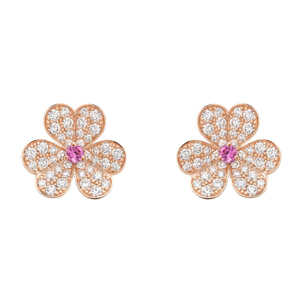 [⭐JeweliWhal]FRIVOLE PINK GOLD FLOWER DIAMOND EARRINGS
