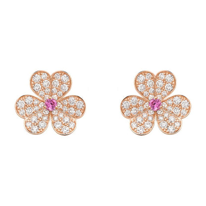[⭐JeweliWhal]FRIVOLE PINK GOLD FLOWER DIAMOND EARRINGS