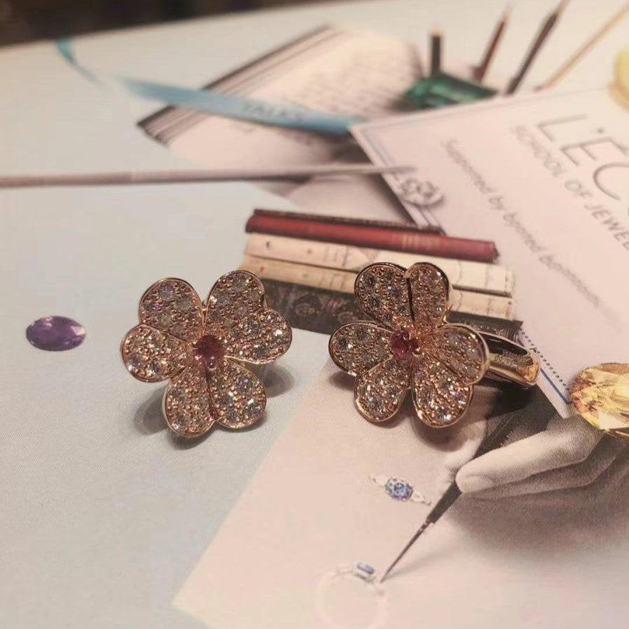 [⭐JeweliWhal]FRIVOLE PINK GOLD FLOWER DIAMOND EARRINGS