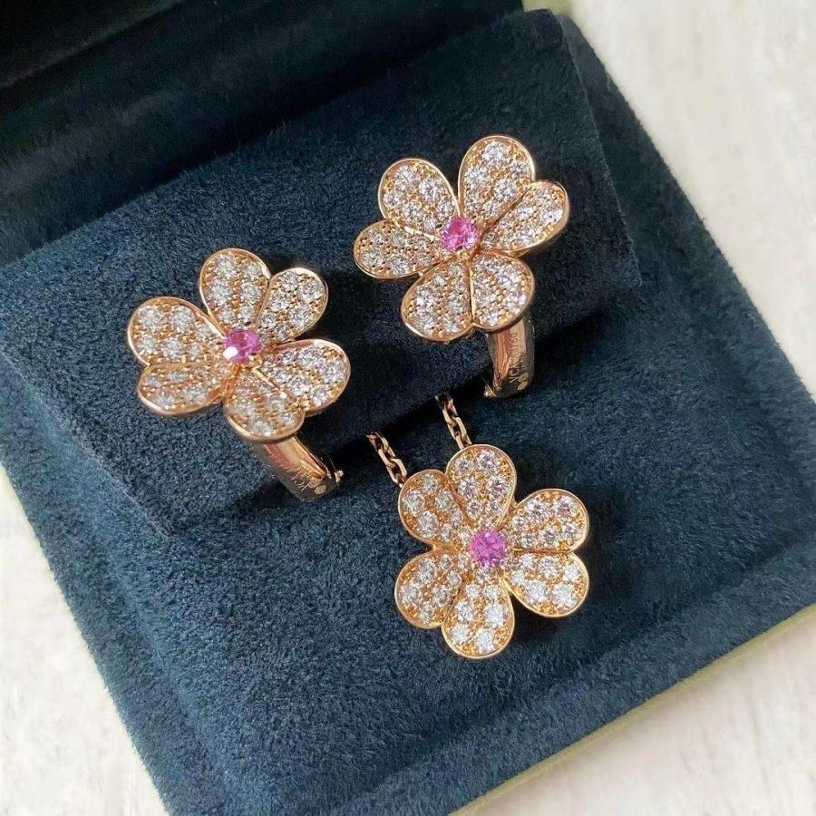[⭐JeweliWhal]FRIVOLE PINK GOLD FLOWER DIAMOND EARRINGS